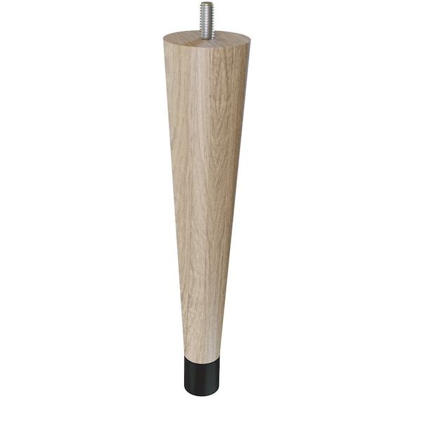 Designs Of Distinction 9" Round Tapered Leg with bolt and 1" Flat Black Ferrule - White Oak 01240009WKWR6 - main